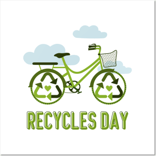 America Recycles Day with bike Posters and Art